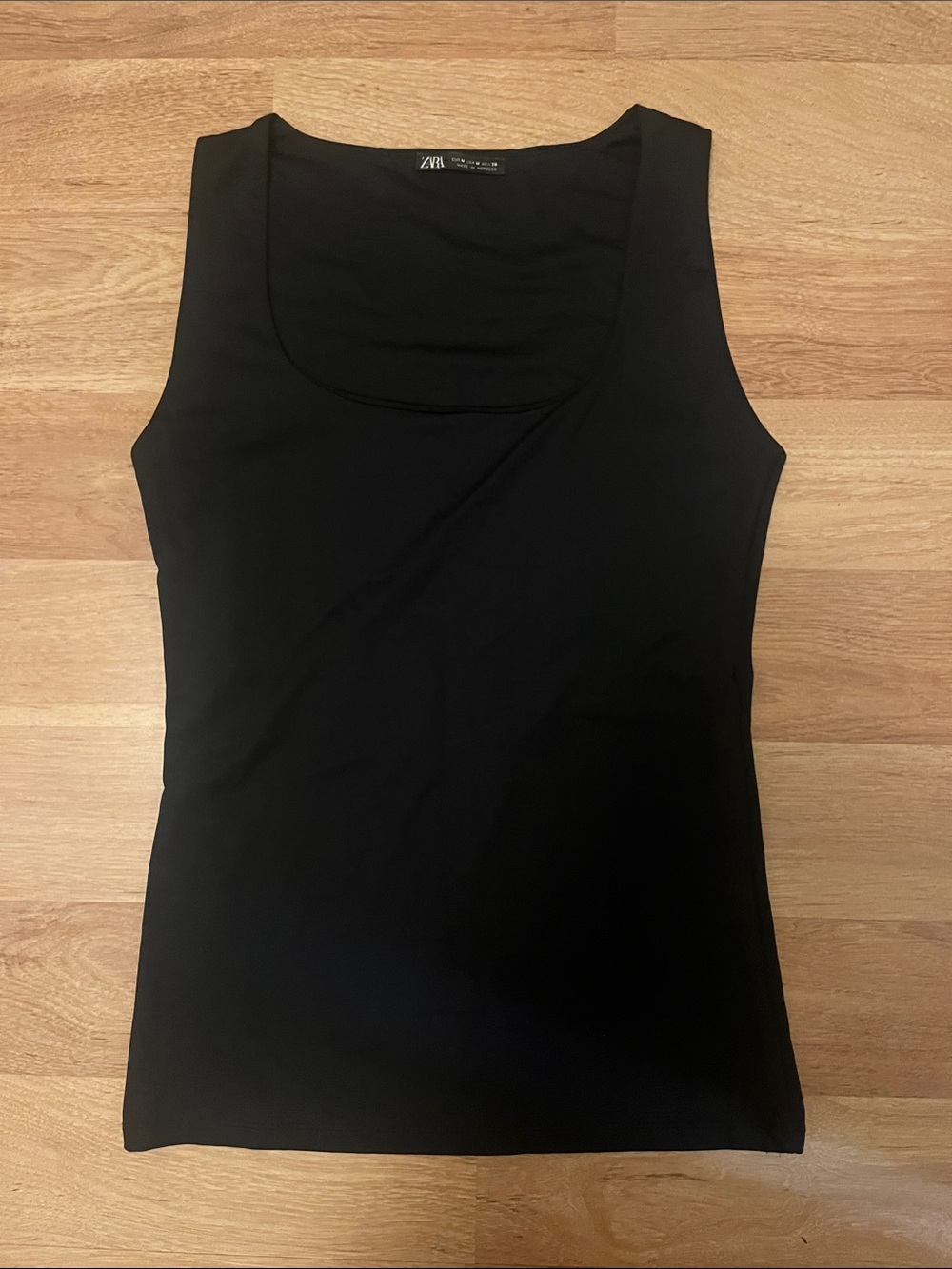 ZARA Black Scoop Neck Tank Top - Slim Fit